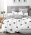 Постельное белье 1.5 спальное на резинке по кругу / белый, серый